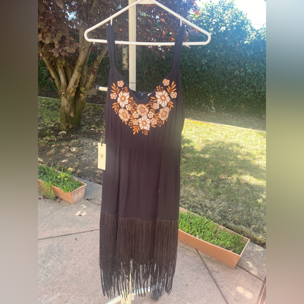 Embroidered Fringe Western Dress